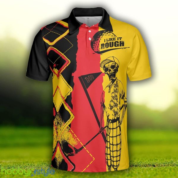 Golf I Like It Rough German Flag, Argyle Pattern Skeleton Golfing, Funny Golf Shirt Polo Shirt - Golf I Like It Rough German Flag Polo Shirt, Argyle Pattern Skeleton Golfing Polo Shirt, Funny Golf Shirt For Men_3