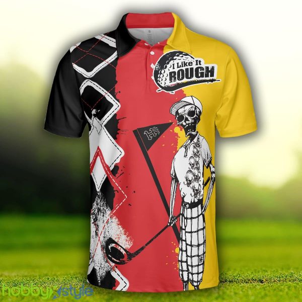 Golf I Like It Rough German Flag, White Argyle Pattern Skeleton Golfing, Funny Golf Shirt Polo Shirt - Golf I Like It Rough German Flag Polo Shirt, White Argyle Pattern Skeleton Golfing Polo Shirt, Funny Golf Shirt For Men_3