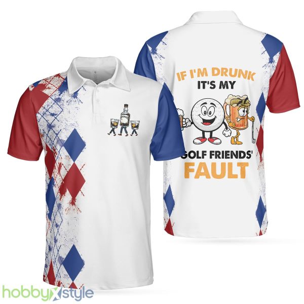 Golf If I'm Drunk, Argyle Pattern Drinking Golf , Funny Golf Shirt With Sayings Polo Shirt - Golf If I'm Drunk Polo Shirt, Argyle Pattern Drinking Golf Polo Shirt For Men, Funny Golf Shirt With Sayings_1