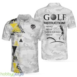 Golf Instructions Triangle And Camouflage Pattern Polo Shirt For Men And Women - Golf Instructions Triangle And Camouflage Pattern Polo Shirt_1