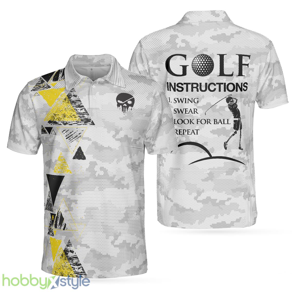 Golf Instructions Triangle And Camouflage Pattern Polo Shirt For Men And Women - Golf Instructions Triangle And Camouflage Pattern Polo Shirt_1