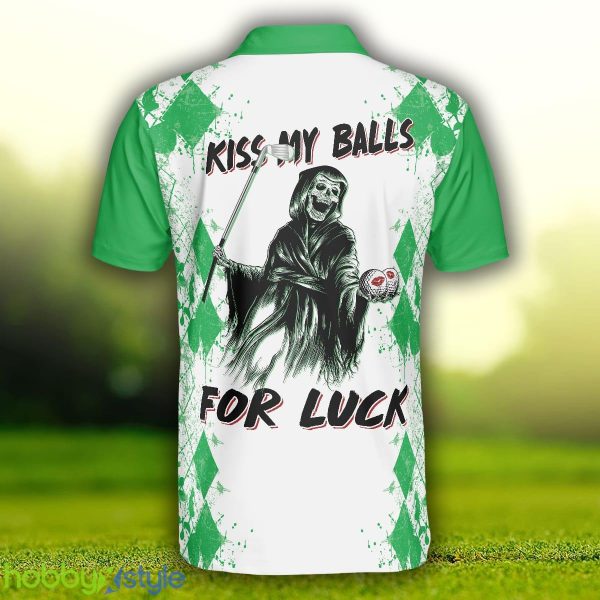 Golf Kiss My Balls, Green Argyle Pattern Golf Shirt Design, Scary Halloween Golf Gift For Golfers Polo Shirt - Golf Kiss My Balls Polo Shirt, Green Argyle Pattern Golf Shirt Design, Scary Halloween Golf Gift For Golfers_2