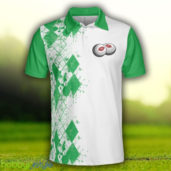 Golf Kiss My Balls, Green Argyle Pattern Golf Shirt Design, Scary Halloween Golf Gift For Golfers Polo Shirt - Golf Kiss My Balls Polo Shirt, Green Argyle Pattern Golf Shirt Design, Scary Halloween Golf Gift For Golfers_3