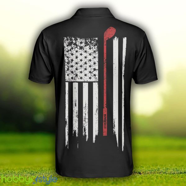 Golf Nation Short Sleeve Golf, Black And White American Flag, Patriotic Golf Shirt Polo Shirt - Golf Nation Short Sleeve Golf Polo Shirt, Black And White American Flag Polo Shirt, Patriotic Golf Shirt For Men_2