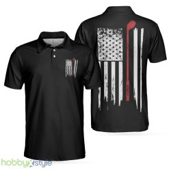Golf Nation Short Sleeve Golf, Black And White American Flag, Patriotic Golf Shirt Polo Shirt - Golf Nation Short Sleeve Golf Polo Shirt, Black And White American Flag Polo Shirt, Patriotic Golf Shirt For Men_1