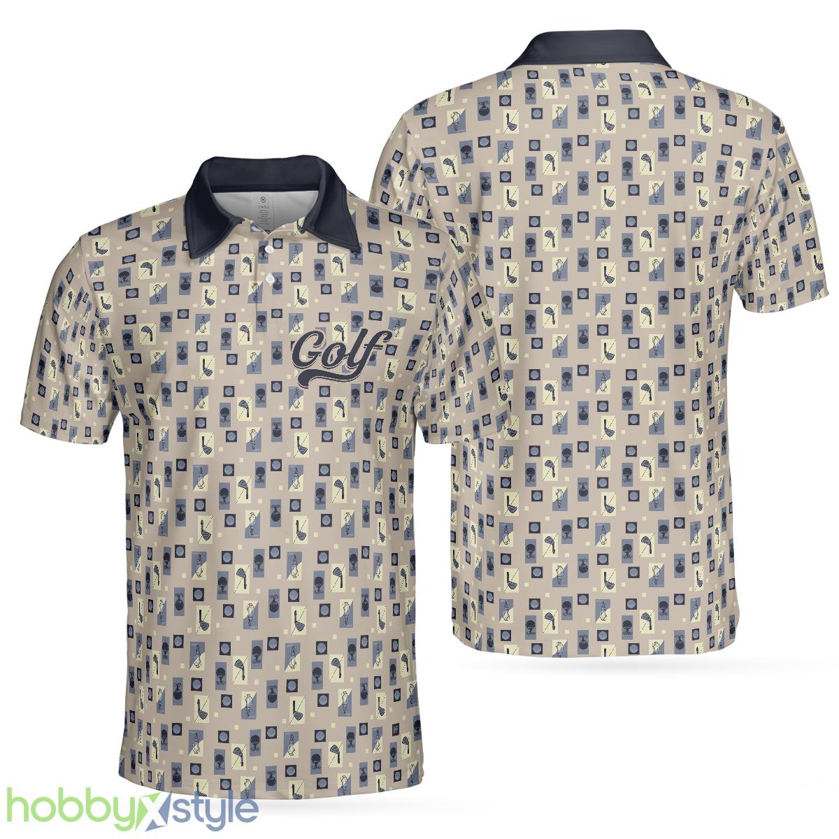 Golf Objects Pattern Short Sleeve, Golf Tee And Club, Best Golf Shirt Polo Shirt - Golf Objects Pattern Short Sleeve Polo Shirt, Golf Tee And Club Polo Shirt, Best Golf Shirt For Men_1