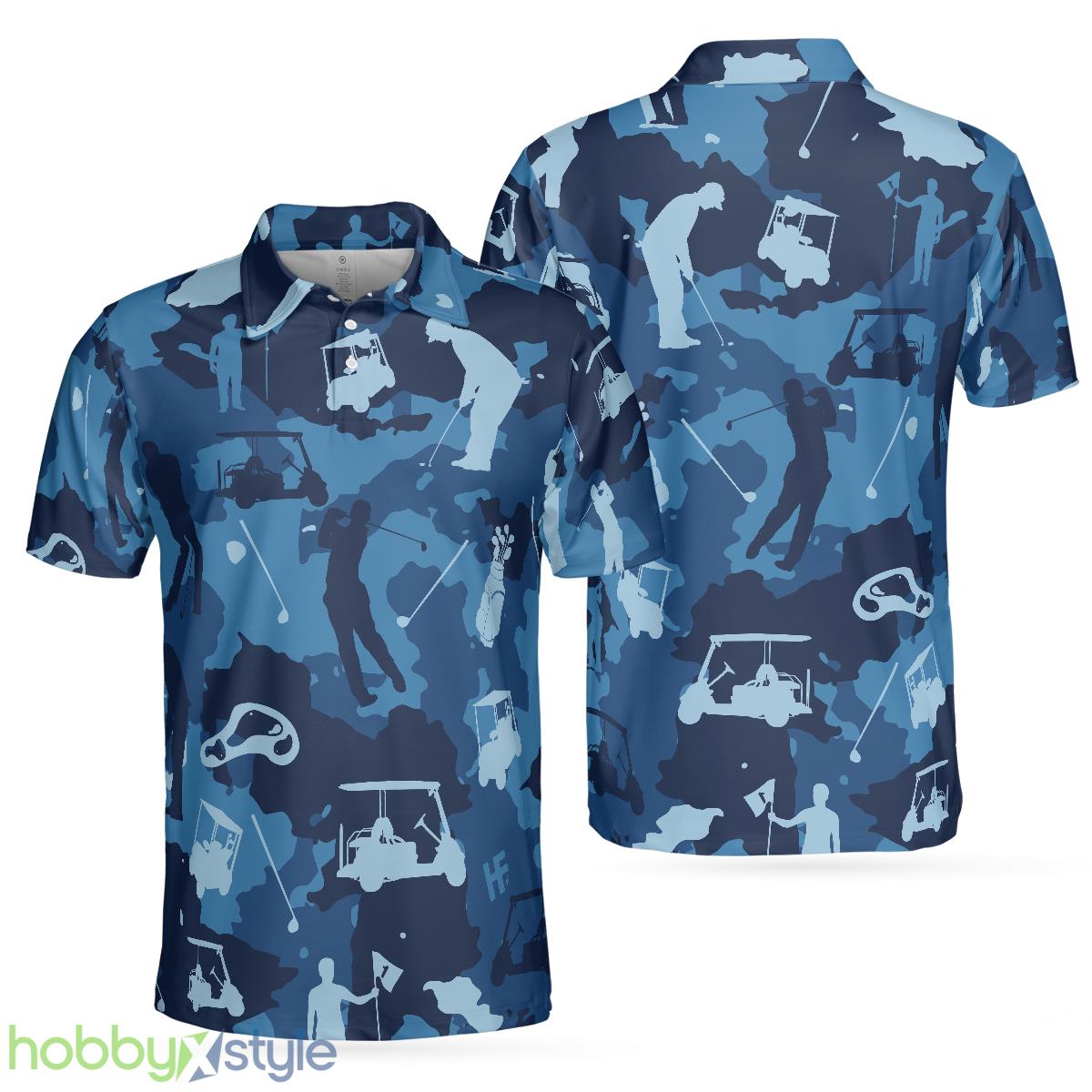 Golf Ocean Blue Camouflage, Streetwear Golfing, Camo Golf Shirt Polo Shirt - Golf Ocean Blue Camouflage Polo Shirt, Streetwear Golfing Polo Shirt, Camo Golf Shirt For Men_1
