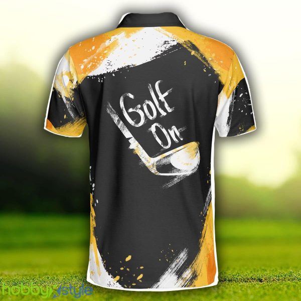 Golf On Artistic Black and Gold Crayon Strokes Short Sleeve, Golf Shirt Polo Shirt - Golf On Artistic Black and Gold Crayon Strokes Short Sleeve Polo Shirt, Golf Shirt For Men_3