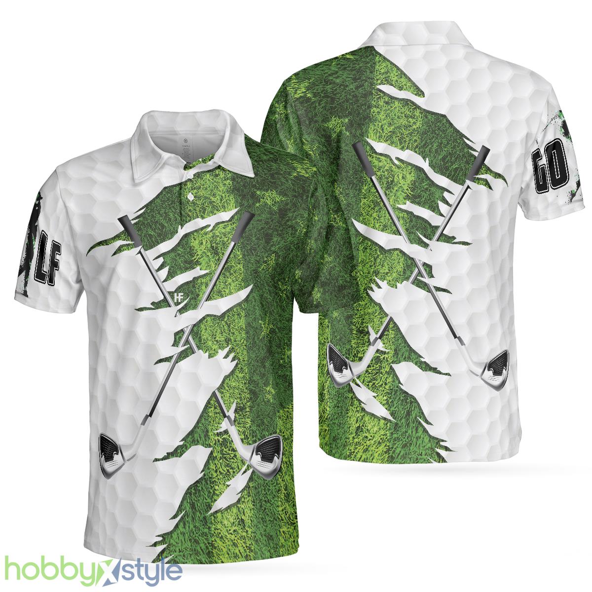 Golf Ripped Clubs & Course American Golfer, Green American Flag, Patriotic Golf Shirt Polo Shirt - Golf Ripped Clubs & Course American Golfer Polo Shirt, Green American Flag Polo Shirt, Patriotic Golf Shirt For Men_1