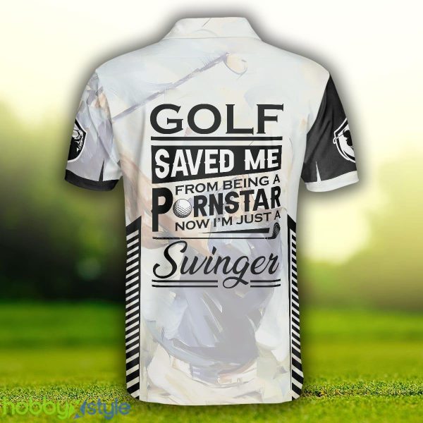 Golf Saved Me Golfing, Black And White, Best Golf Shirt Polo Shirt For Men And Women - Golf Saved Me Golfing Polo Shirt, Black And White Polo Shirt, Best Golf Shirt For Men_2