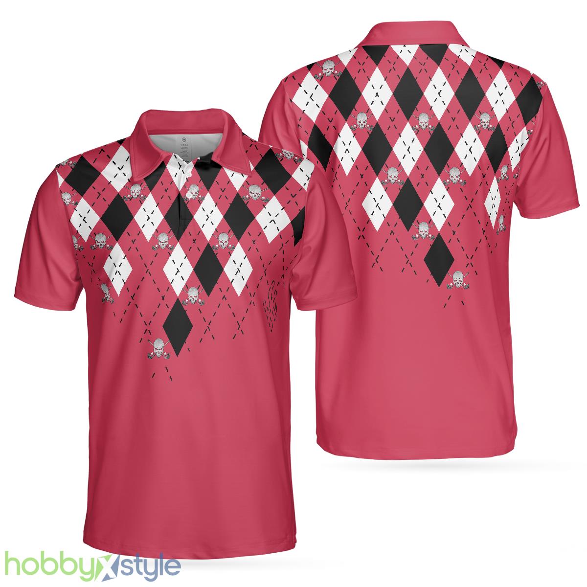Golf Shirt With Argyle Pattern, Red Plaid Pattern Golf Shirt For Golf Enthusiasts, Vibrant Golf Shirt Polo Shirt - Golf Shirt With Argyle Pattern Polo Shirt, Red Plaid Pattern Golf Shirt For Golf Enthusiasts, Vibrant Golf Shirt_1