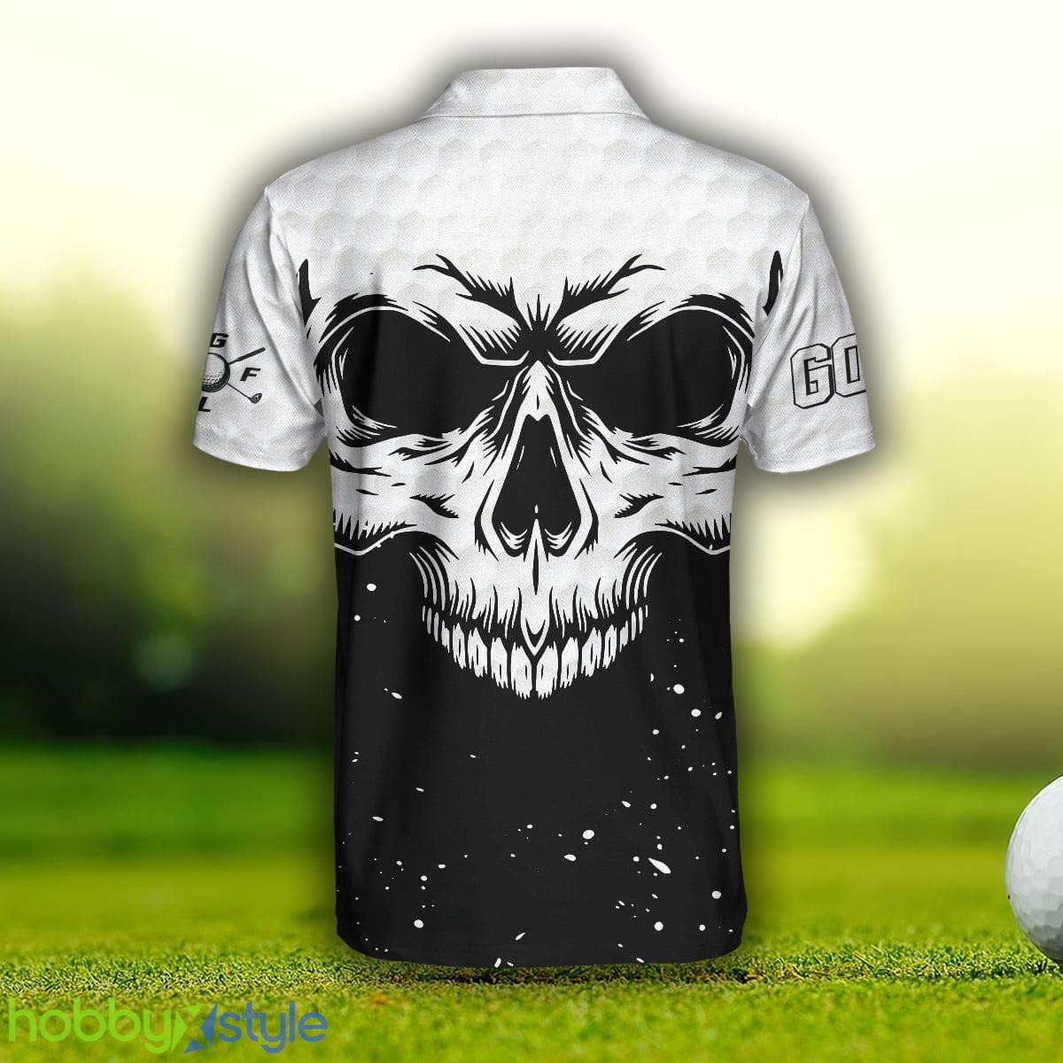 Golf Skull Pattern Black And White, Golf Pattern, Best Golf Shirt Polo Shirt For Men And Women - Golf Skull Pattern Black And White Polo Shirt, Golf Pattern Polo Shirt, Best Golf Shirt For Men_2