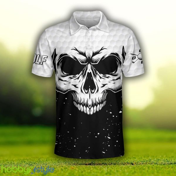 Golf Skull Pattern Black And White, Golf Pattern, Best Golf Shirt Polo Shirt For Men And Women - Golf Skull Pattern Black And White Polo Shirt, Golf Pattern Polo Shirt, Best Golf Shirt For Men_3