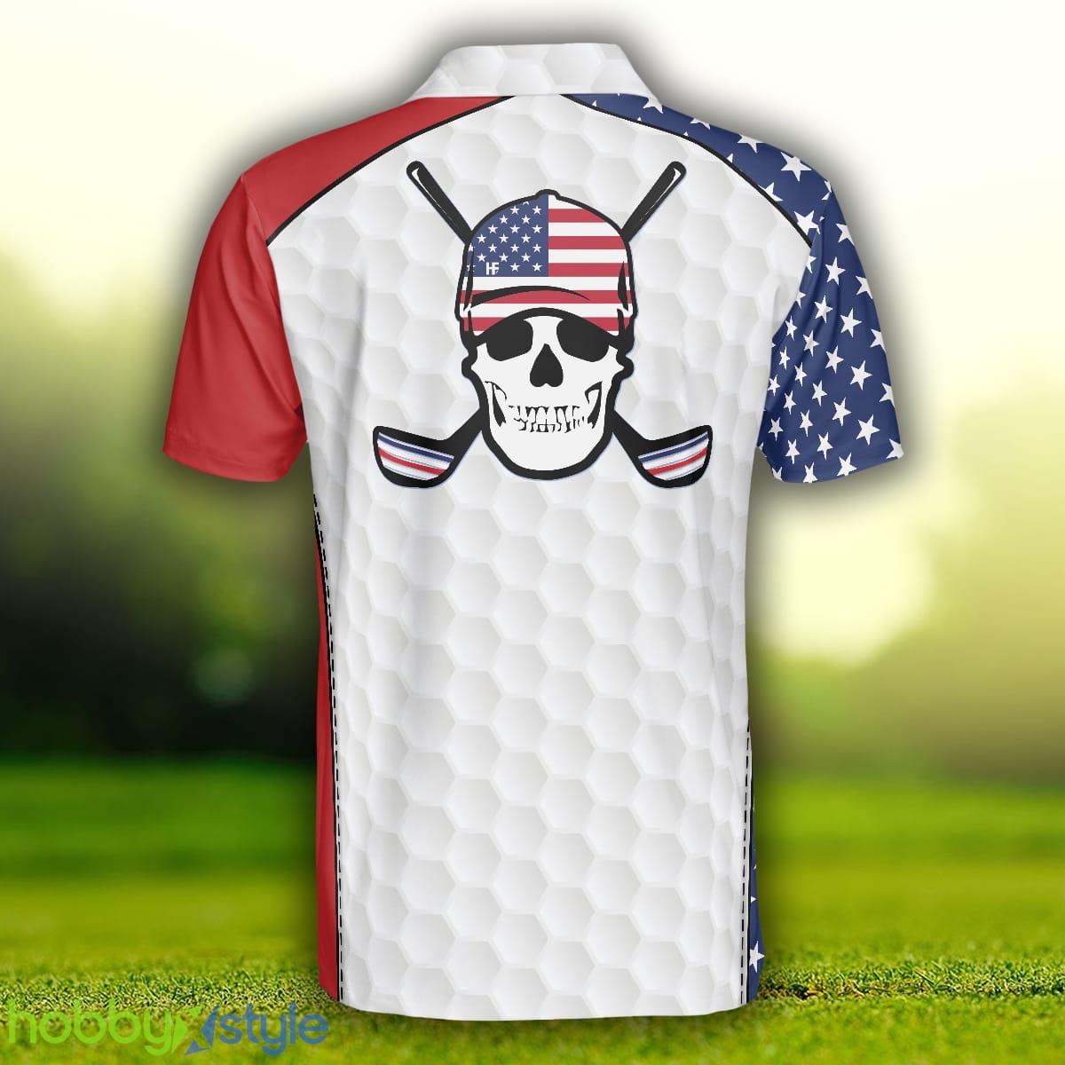 Golf Skull Wear Hat Short Sleeve USA Golf, American Flag, Patriotic Golf Shirt Polo Shirt - Golf Skull Wear Hat Short Sleeve USA Golf Polo Shirt, American Flag Polo Shirt, Patriotic Golf Shirt For Men_2