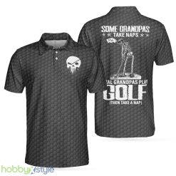 Golf Some Grandpas, Black Golf Seamless Pattern Skeleton Golfer Skull Golf Shirt Polo Shirt - Golf Some Grandpas Polo Shirt, Black Golf Seamless Pattern Skeleton Golfer Skull Golf Shirt For Men_1