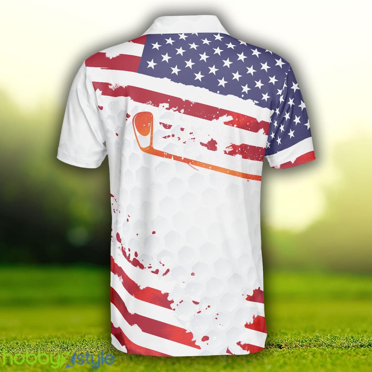Golf Swing Abstract with American Flag Men Polo Shirt For Men And Women - Golf Swing Abstract with American Flag Men Polo Shirt_2