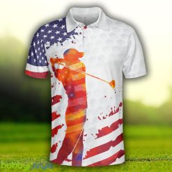 Golf Swing Abstract with American Flag Men Polo Shirt For Men And Women - Golf Swing Abstract with American Flag Men Polo Shirt_3