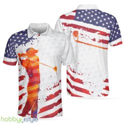 Golf Swing Abstract with American Flag Men Polo Shirt For Men And Women - Golf Swing Abstract with American Flag Men Polo Shirt_1