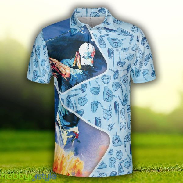 Golf Swing Abstract With Golf Club Header Pattern Golf, Sky Blue Golf Shirt Polo Shirt - Golf Swing Abstract With Golf Club Header Pattern Golf Polo Shirt, Sky Blue Golf Shirt For Men_3