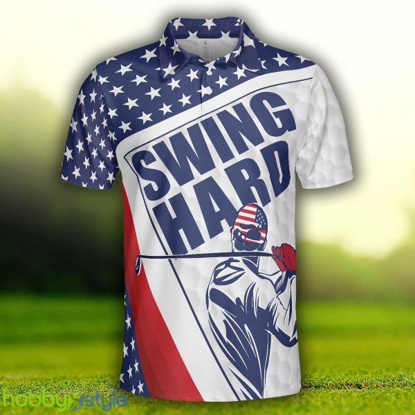 Golf Texture Swing Hard Short Sleeve Golf, American Flag, Patriotic Golf Shirt Polo Shirt - Golf Texture Swing Hard Short Sleeve Golf Polo Shirt, American Flag Polo Shirt, Patriotic Golf Shirt For Men_3