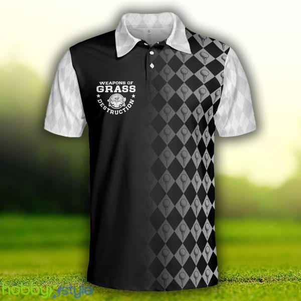 Golf Weapons Of Grass Destruction Short Sleeve, Black And White Golf Shirt Polo Shirt - Golf Weapons Of Grass Destruction Short Sleeve Polo Shirt, Black And White Golf Shirt For Men_3