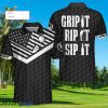 Golfer Grip It Rip It Sip It, Black And White American Flag Golf Shirt, Golf Gift Polo Shirt Custom Name - Golfer Grip It Rip It Sip It Custom Polo Shirt, Black And White American Flag Golf Shirt, Personalized Golf Gift_3