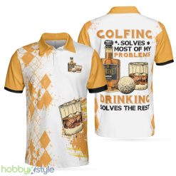 Golfing And Drinking Solve My Problems, Argyle Pattern Whisky, Wine Golf Shirt Polo Shirt - Golfing And Drinking Solve My Problems Polo Shirt, Argyle Pattern Whisky Polo Shirt, Wine Golf Shirt For Men_1
