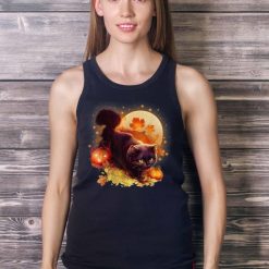Halloween Cat Vintage Black Cat And Pumpkins For Lovers Cat T Shirt Product Photo 4