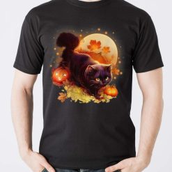 Halloween Cat Vintage Black Cat And Pumpkins For Lovers Cat T Shirt Product Photo 5