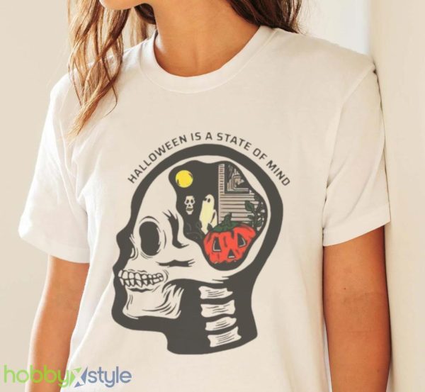 Halloween State Of Mind Skull Funny Cool Top Tee Best Gift T Shirt Product Photo 4