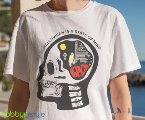 Halloween State Of Mind Skull Funny Cool Top Tee Best Gift T Shirt Product Photo 7
