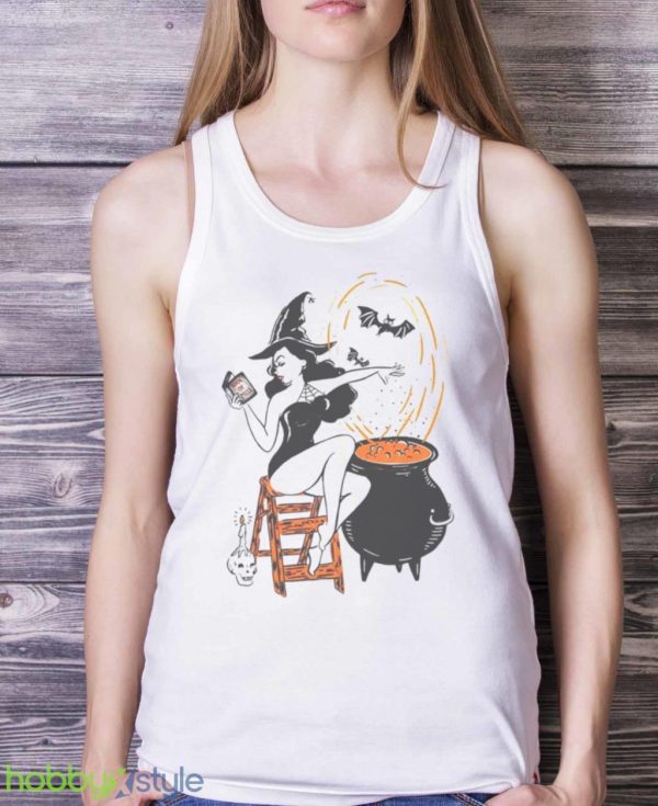 Halloween Witch Pin Up Vintage Retro Super Cool Best Gift Top Shirt Product Photo 5