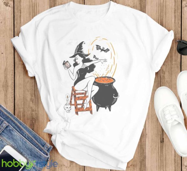 Halloween Witch Pin Up Vintage Retro Super Cool Best Gift Top Shirt Product Photo 6