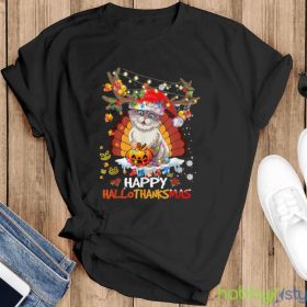 Happy Hallothanksmas 2021cute Cat Halloween Merry Christmas T Shirt Product Photo 4