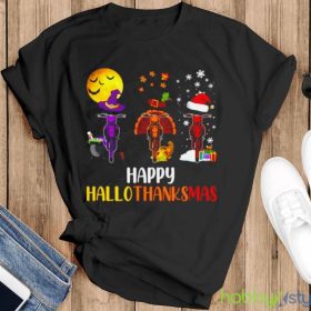 Happy Hallothanksmas Dirt Bike Halloween Thanksgiving Christmas T Shirt Product Photo 5