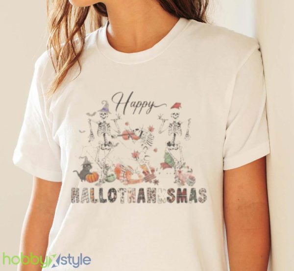 Happy Hallothanksmas Skeleton Happy Halloween T Shirt Product Photo 4