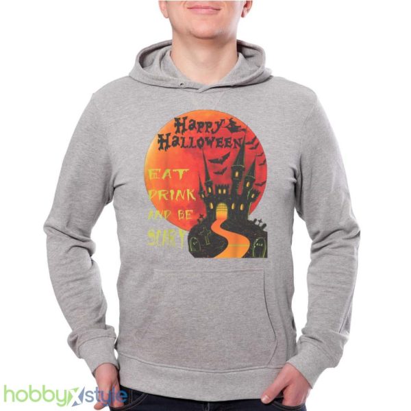 Happy Halloween Eat Drink And Be Scary Jack O Lantern Design T Shirt Product Photo 2