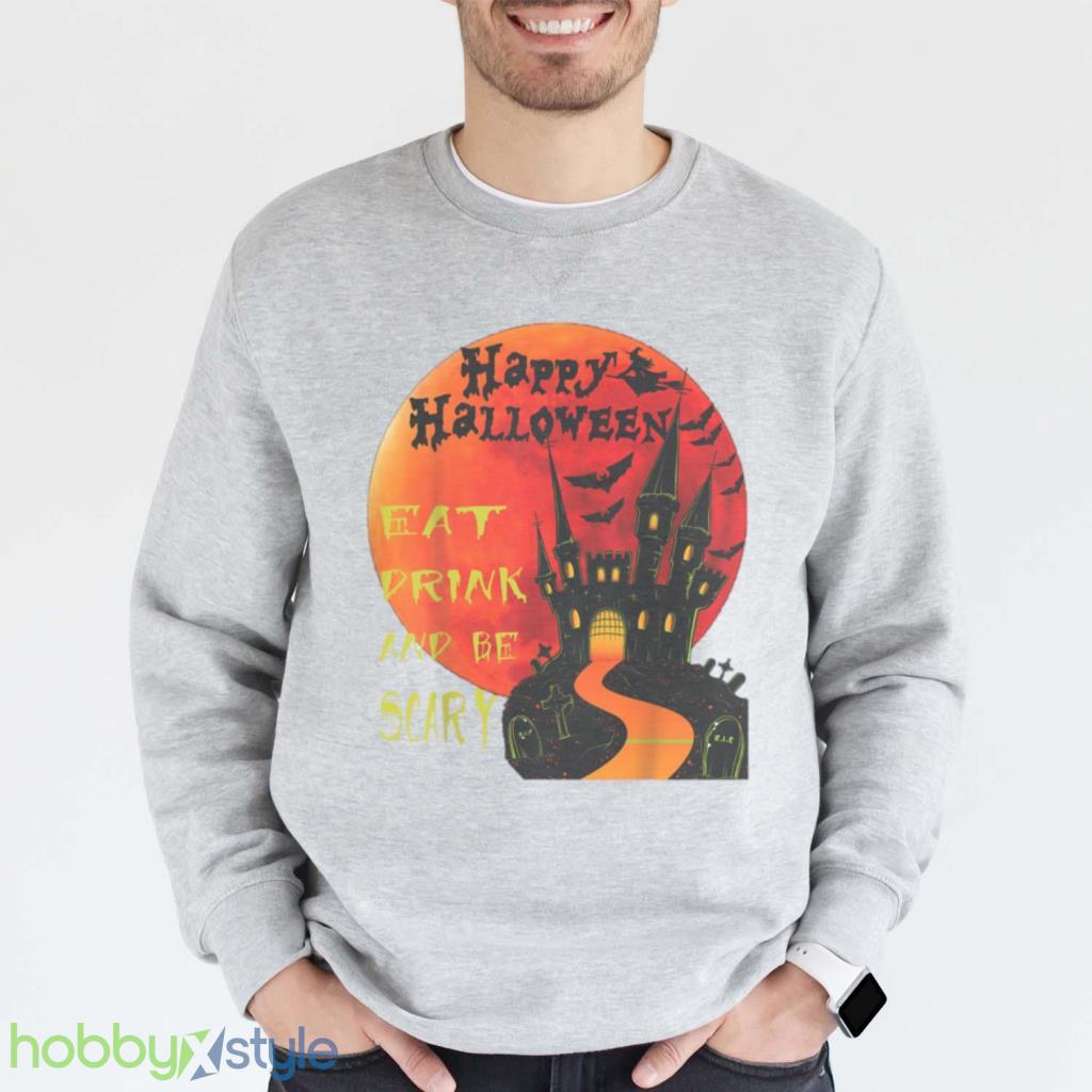 Happy Halloween Eat Drink And Be Scary Jack O Lantern Design T Shirt Product Photo 1