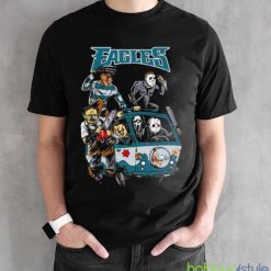 Horror Movies Characters Philadelphia Eagles Football Halloween 2023 shirt - Black Unisex T-Shirt