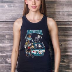 Horror Movies Characters Philadelphia Eagles Football Halloween 2023 shirt - Ladies Tank Top
