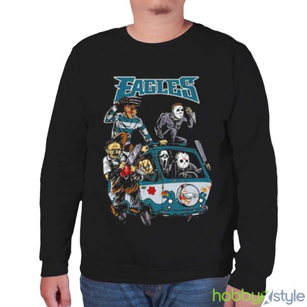 Horror Movies Characters Philadelphia Eagles Football Halloween 2023 shirt - Unisex Sweatshirt