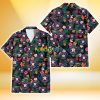 Houston Astros Pink Yellow Orange Hibiscus Big Tropical Leaf Black Background 3D Hawaiian Shirt Gift For Fans Product Photo 2