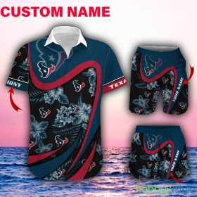 Houston Texans Custom Name NFL Floral Hawaiian Shirt And Shorts Gift For Men And Women Fans - Houston Texans-Custom Name NFL Floral Hawaiian Shirt And Shorts_3
