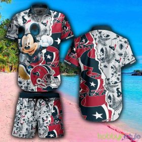 Houston Texans NFL Style 7 Summer 3D Hawaiian Shirt And Shorts For Men And Women Gift Fans - Houston Texans NFL Hawaiian Shirt And Short Mickey Graphic Tropical 3D Printed Gift For Men Women_3