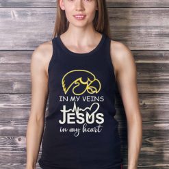 Iowa Hawkeyes Logo 2023 In My Veins Jesus In My Heart shirt - Ladies Tank Top