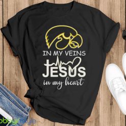 Iowa Hawkeyes Logo 2023 In My Veins Jesus In My Heart shirt - Black T-Shirt