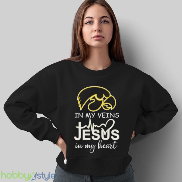 Iowa Hawkeyes Logo 2023 In My Veins Jesus In My Heart shirt - Sweatshirt