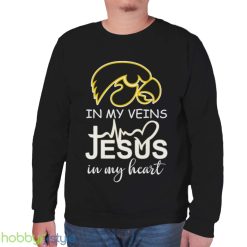 Iowa Hawkeyes Logo 2023 In My Veins Jesus In My Heart shirt - Unisex Sweatshirt