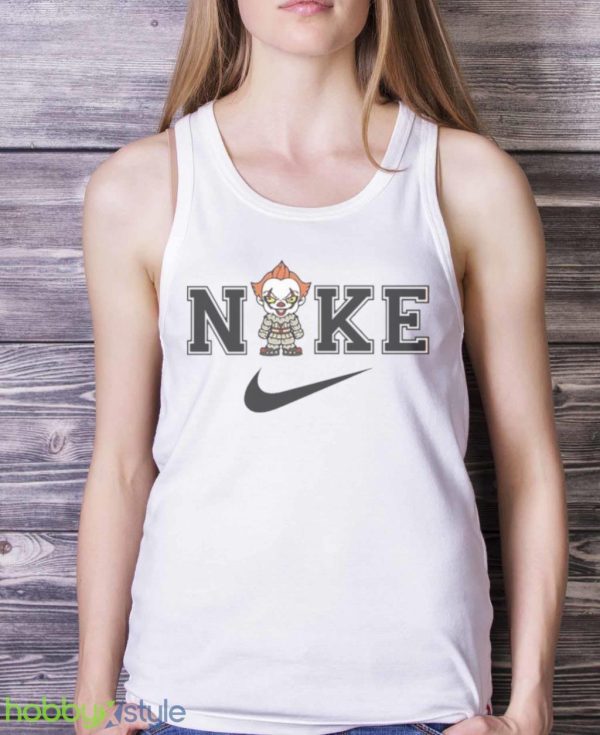 It Pennywise X Nike Horror Halloween Character Swoosh Logo Shirt Product Photo 5