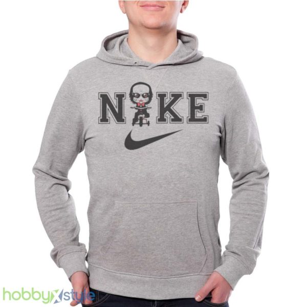 Jigsaw Horror Halloween Character Nike Swoosh Logo Shirt Product Photo 2
